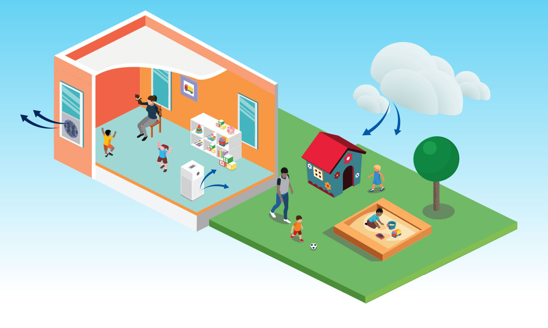 Graphic of air circulation in a home.