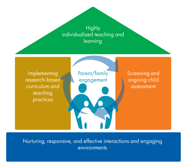The house motif for the Framework for Effective Practice showing all five elements as described in the following text.